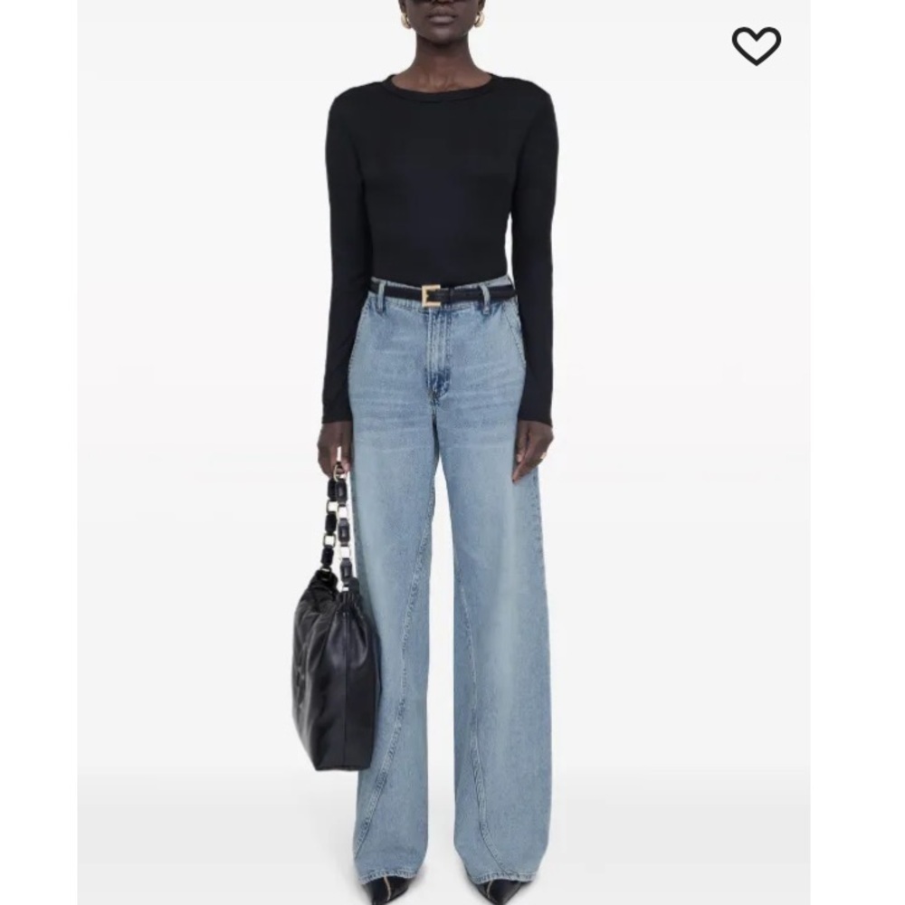 Anine Bing Black Fitted Long Sleeve ribbed Jane top